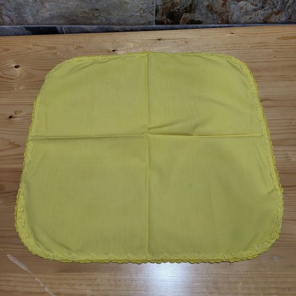 VTG Yellow Cotton Table Napkin Lace Trim Set of 6 - Picture 7 of 11